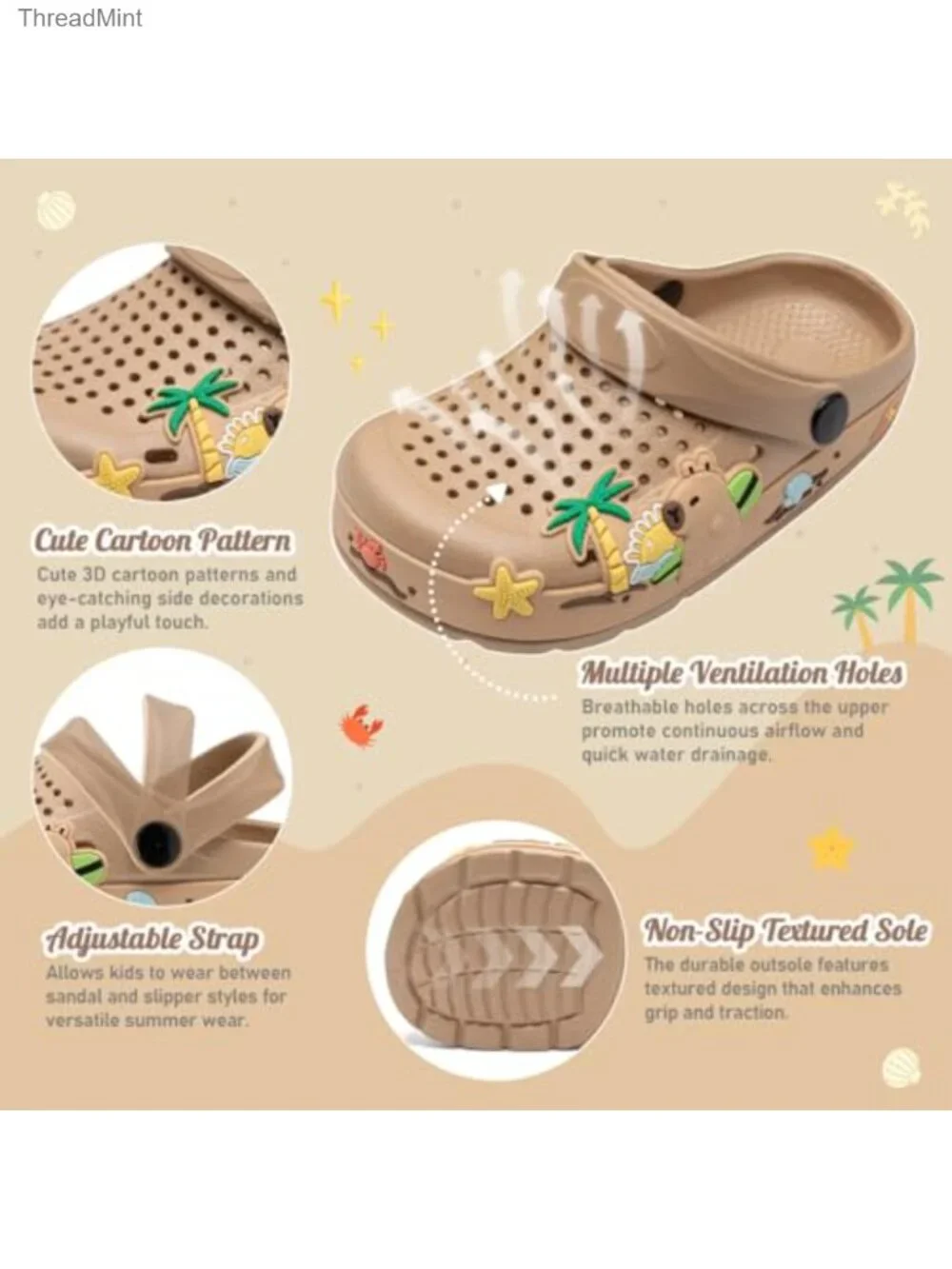 Kids Toddler Garden Clogs Water Shoes Lightweight EVA Slip On Summer Beach Pool